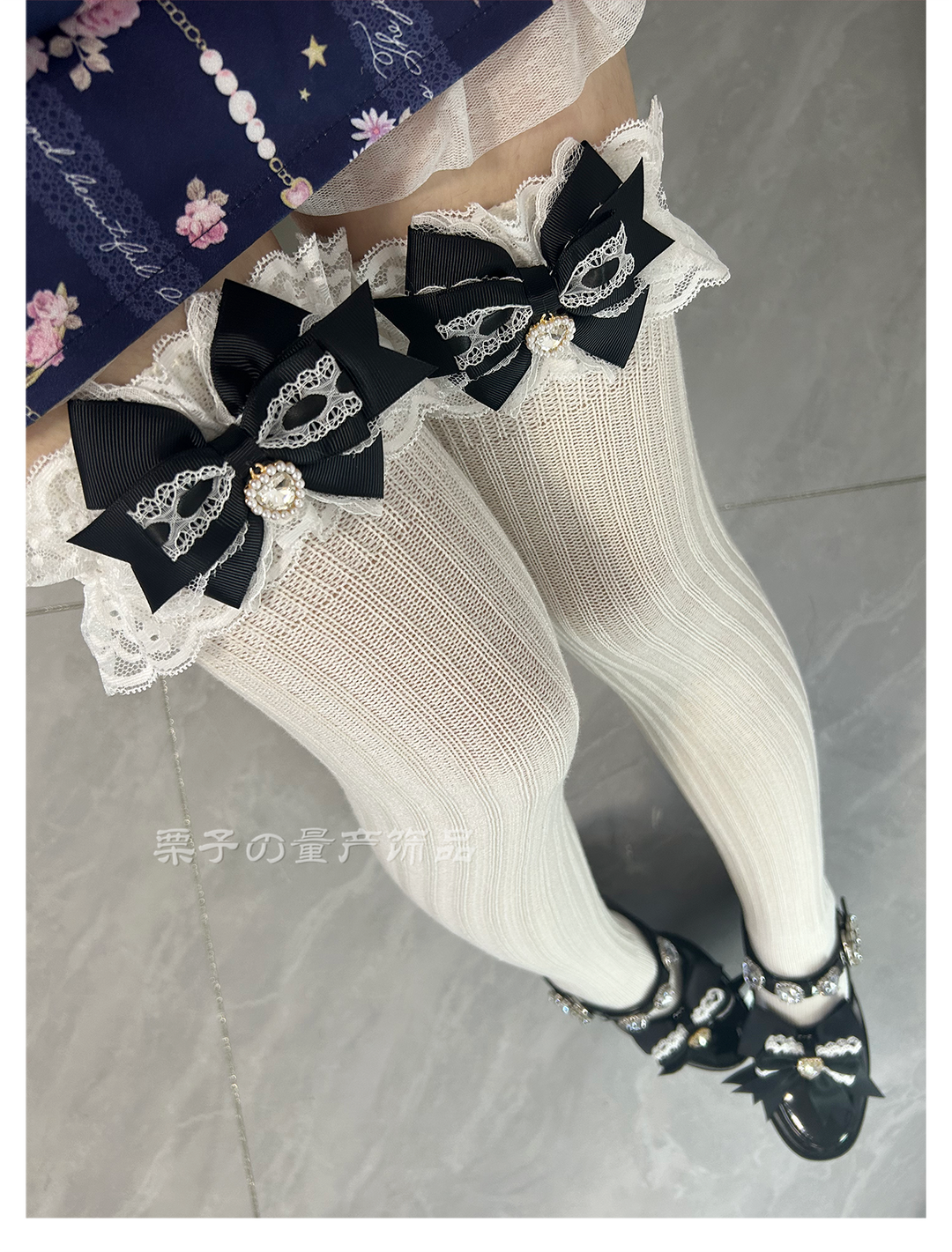 Jirai Kei Over-the-Knee Socks, Lace Cuffs 44008:793883