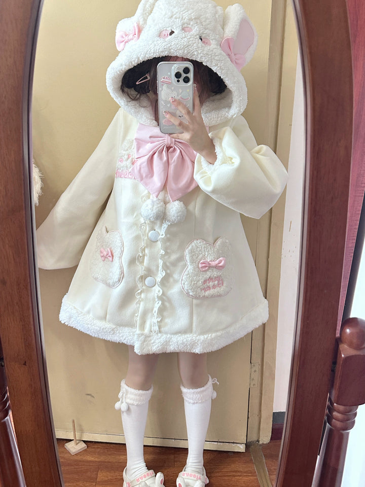 Sweet Lolita Coat Bunny Puppy Print Coat Fleece Jacket 40940:680028