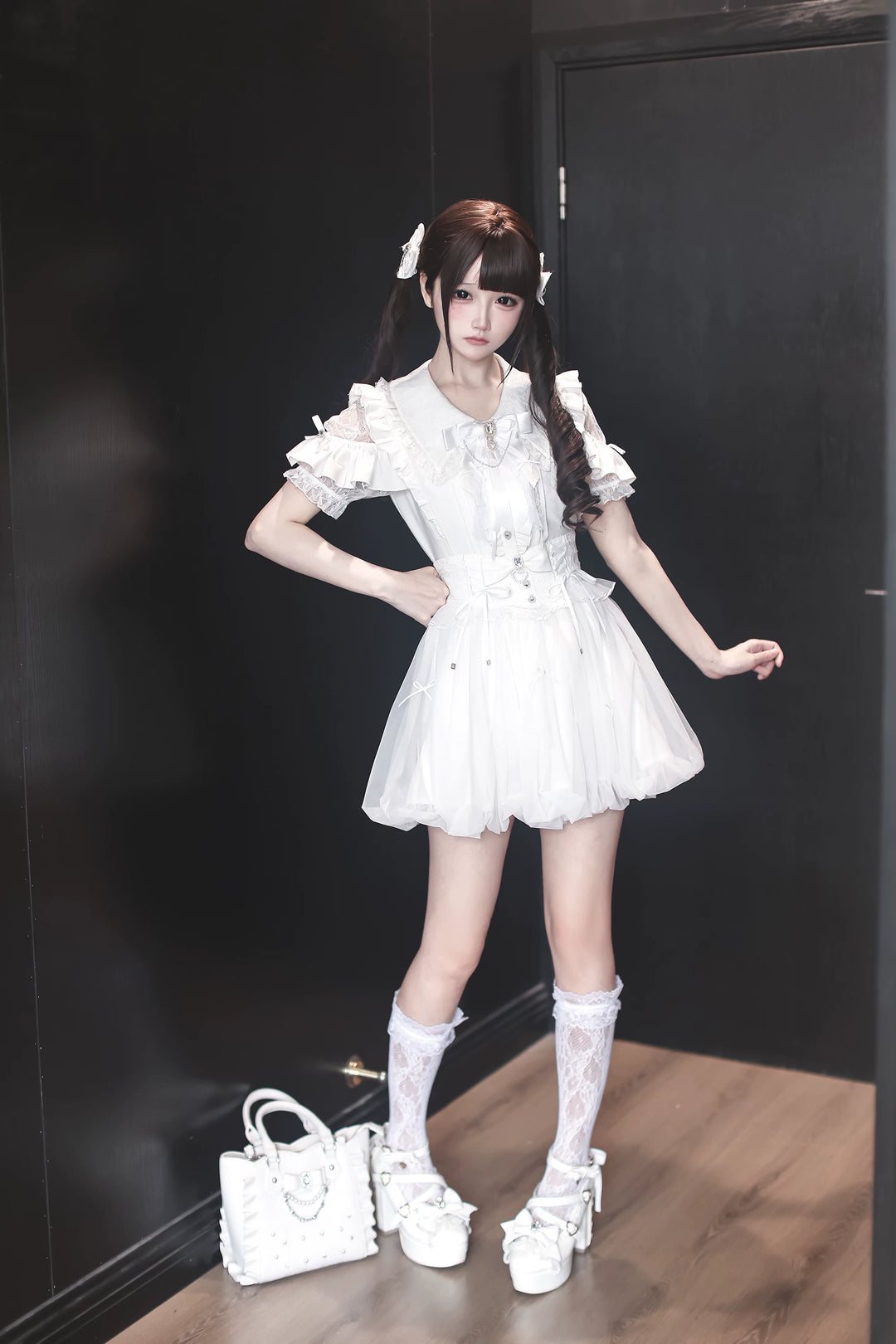 Jirai Kei Bubble Skirt, Rhinestone and Bows 45192:841902