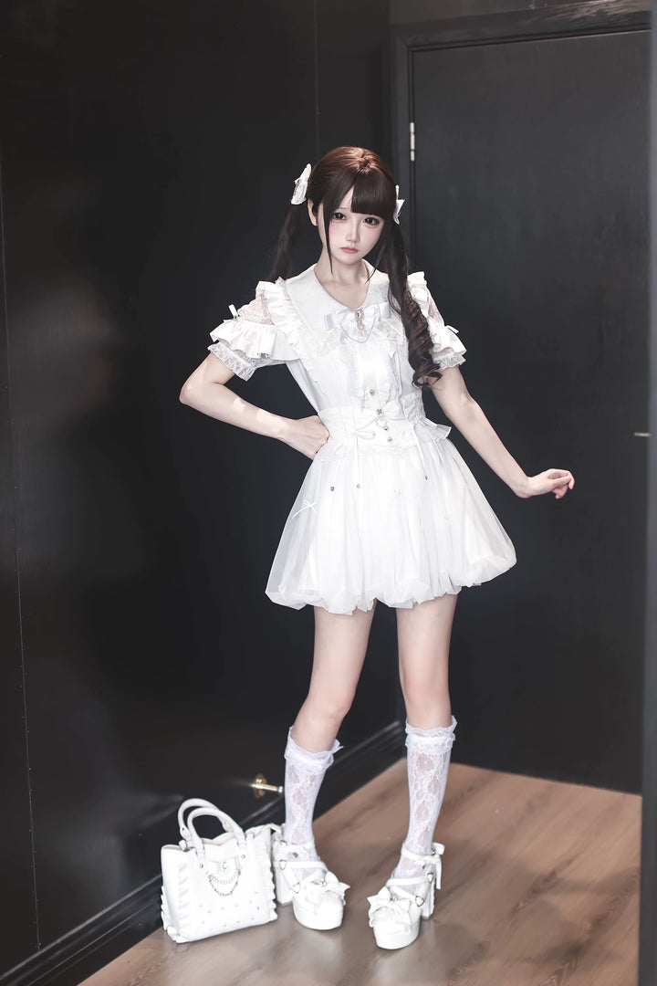 Jirai Kei Bubble Skirt, Rhinestone and Bows 45192:841902