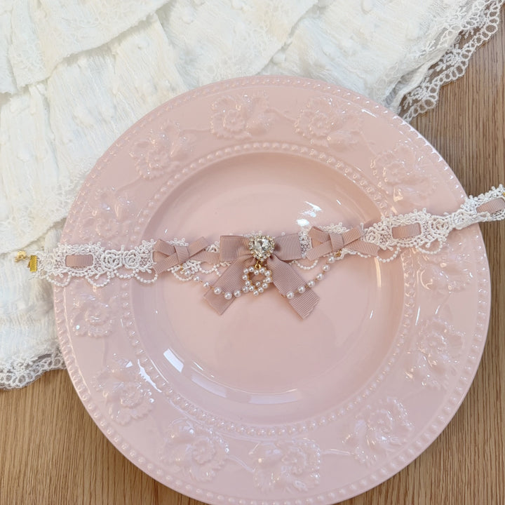 Jirai Kei Lace Choker, Heart Shaped Rhinestone 44953:832974