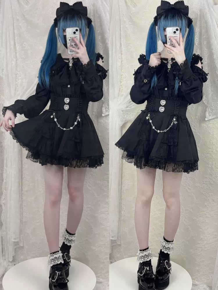 Jirai Kei Bunny Ear Blouse, Ruffles and Lace 43937:791906