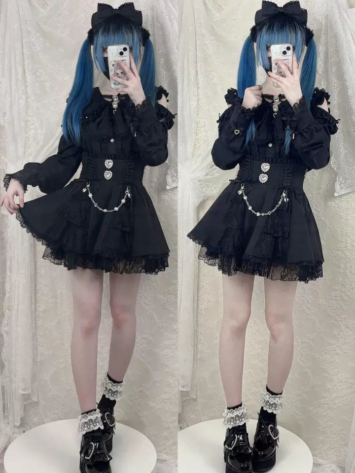 Jirai Kei Bunny Ear Blouse, Ruffles and Lace 43937:791906