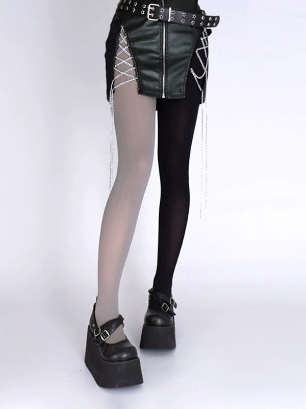 Y2K Style Velvet Pantyhose, Bold Color Contrast 43756:784635