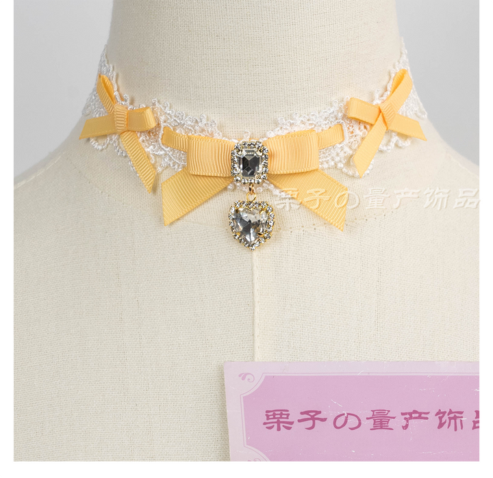 Jirai Kei Lace Choker, Detachable Faux Pearl Necklace 44010:793248