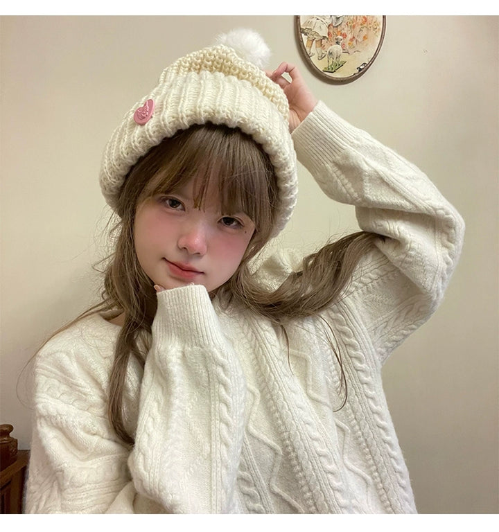 Warm Knitted Hat Thick Woolen Cap Winter Cold Hat 39338:620312