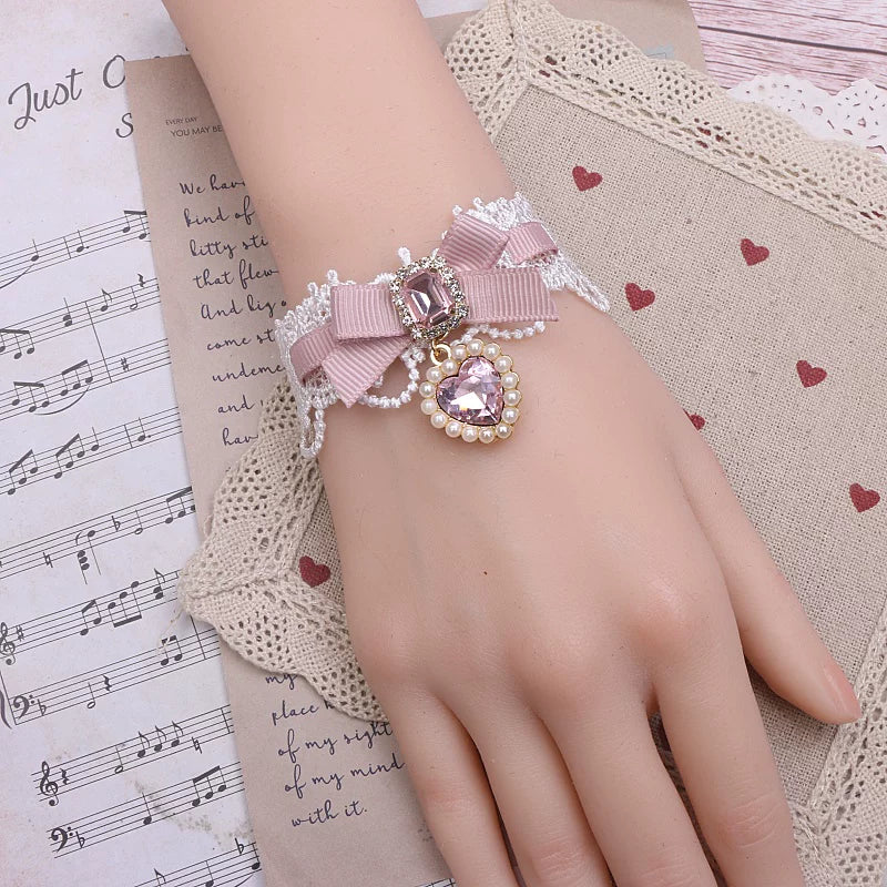 Ryousangata Heart Rhinestones Necklaces and Wrist Pieces 45072:838587