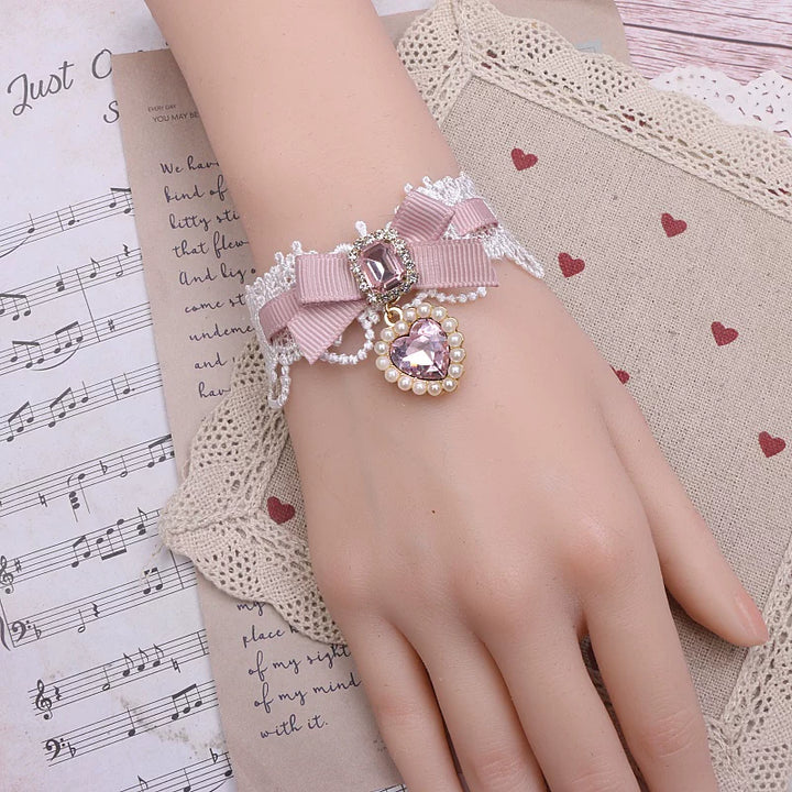 Ryousangata Heart Rhinestones Necklaces and Wrist Pieces 45072:838587