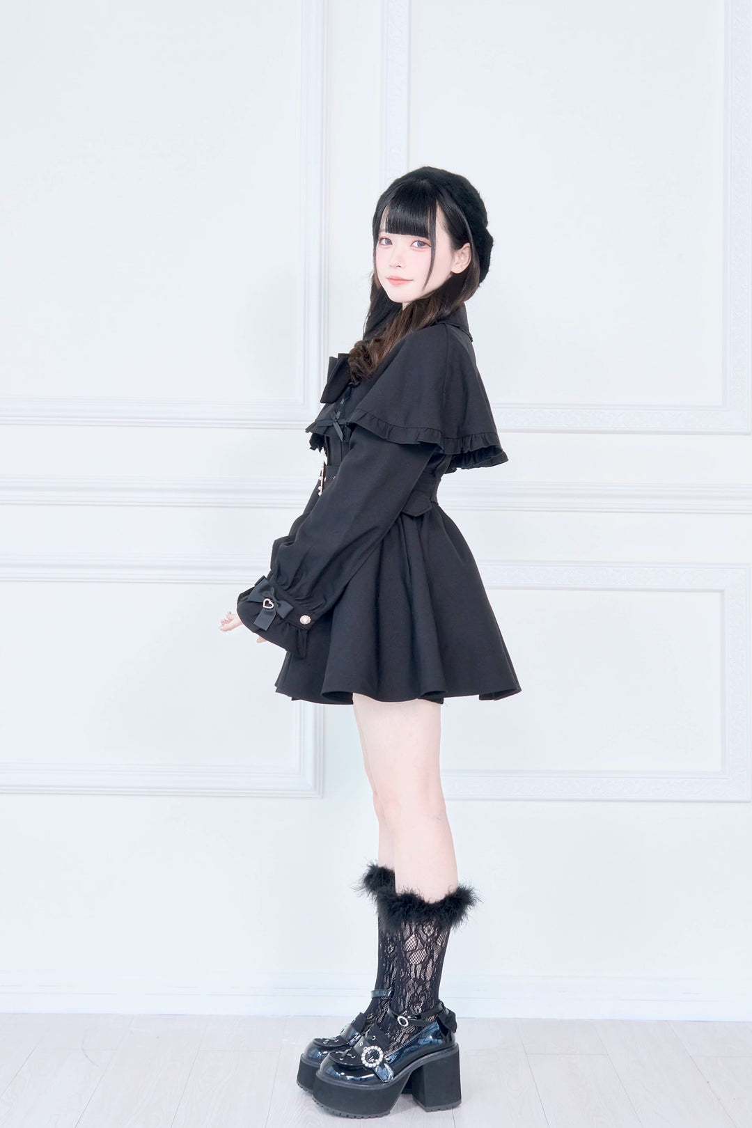Cape Styled Jirai Kei Trench Coat 43822:786586