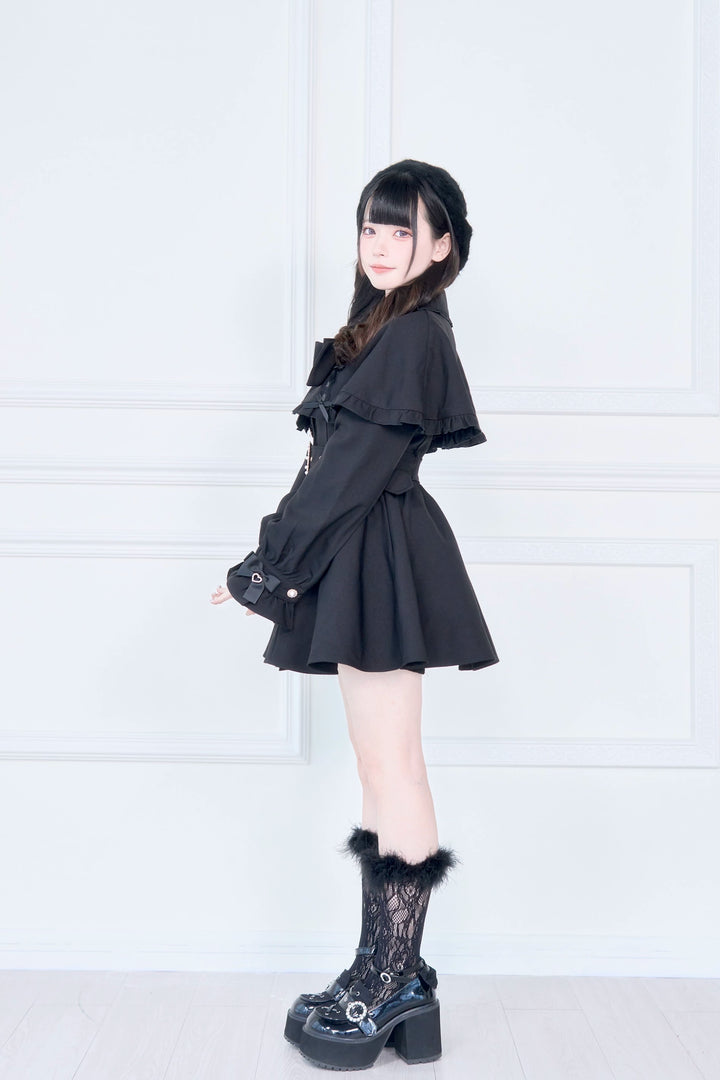 Cape Styled Jirai Kei Trench Coat 43822:786586