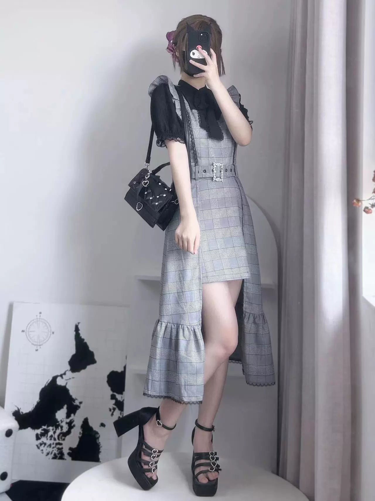 Jirai Kei Dress Faux Two-piece Dress Ruffle Irregular Dress 37844:574054