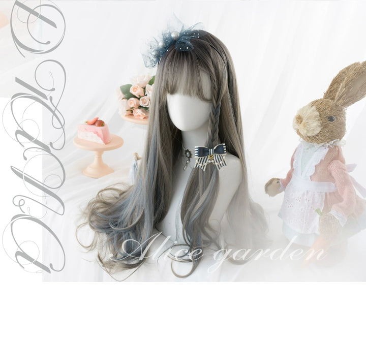 Lolita Wig Grey Blue Highlight Long Curly Hairpiece 35946:509512 35946:509512