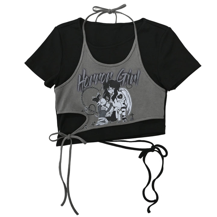 Y2K T-shirt Anime Print Gyaru Fashion Tank Top Cotton (T-shirt / L M S) 35904:560110