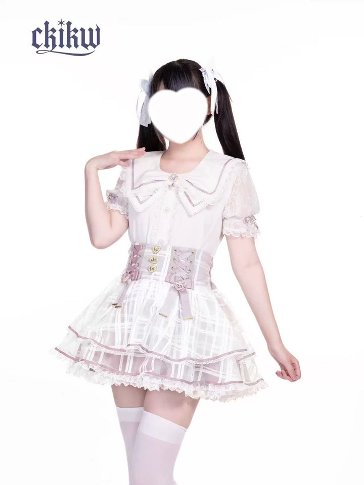 High-Waist Ryousangata Skirt, Tiered Ruffles 43612:780901