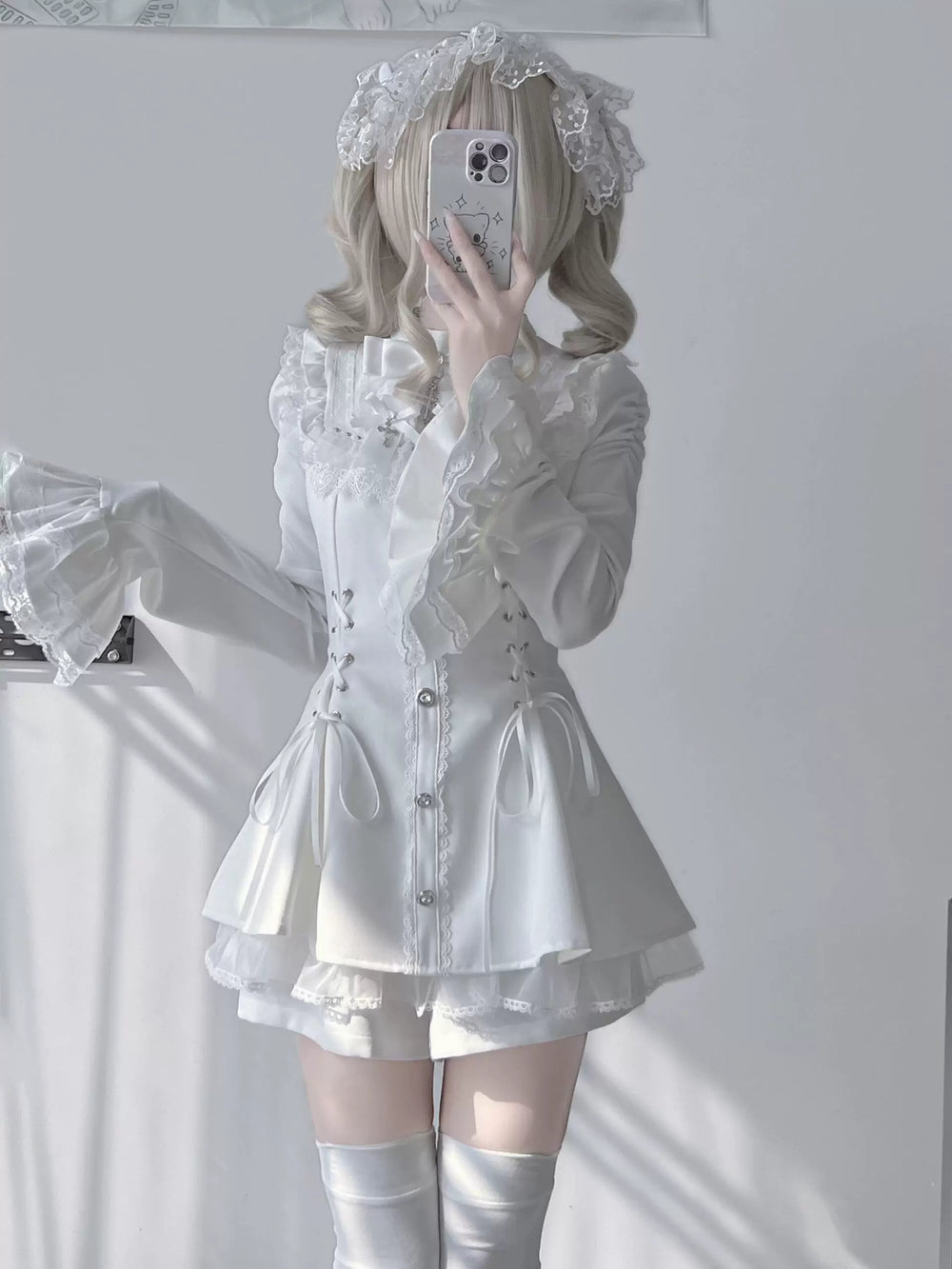 Jirai Kei Flared Sleeve Dress Set, Cross Accents (L M S) 44369:807244