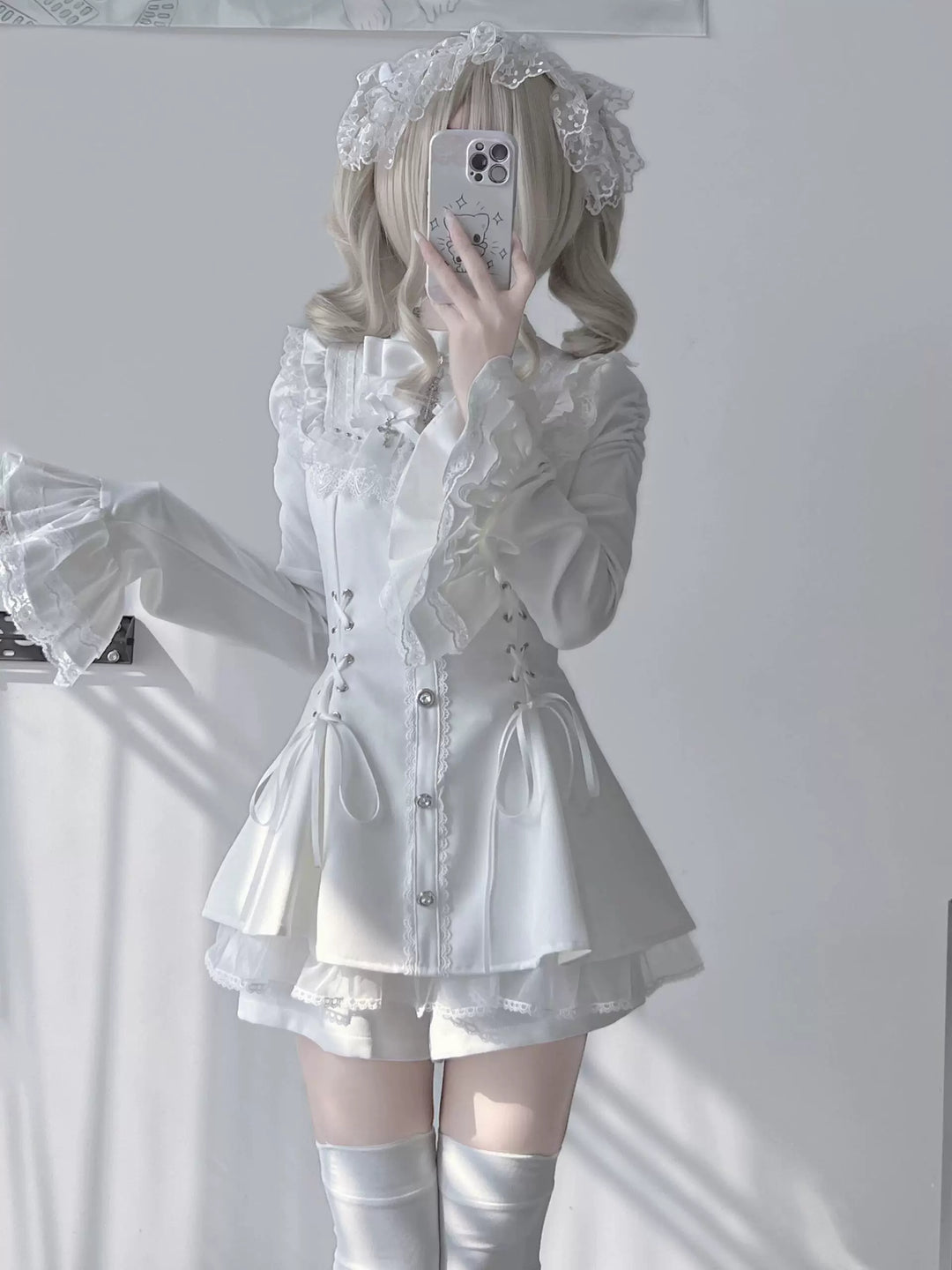 Jirai Kei Flared Sleeve Dress Set, Cross Accents (L M S) 44369:807244