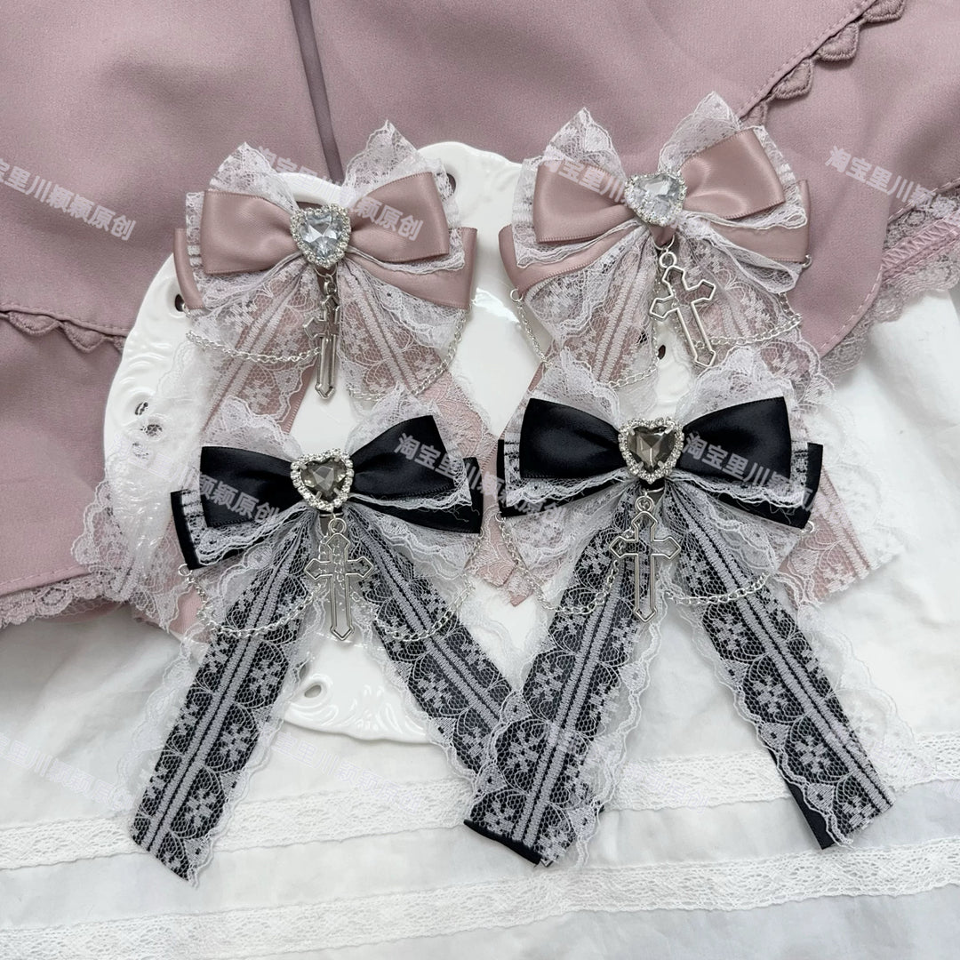 Ryousangata Lace Bow Hair Clip, Cross Pendant 45526:852282