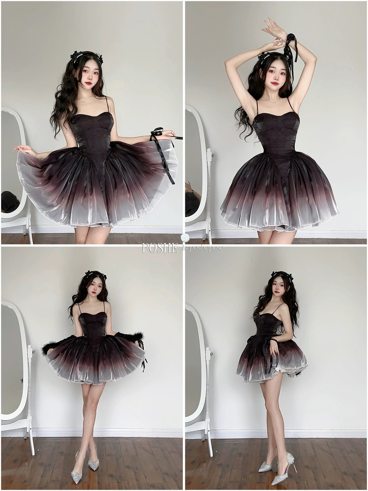Lolita Dress Petticoat Puffy Black And White Pettipants 36386:542590