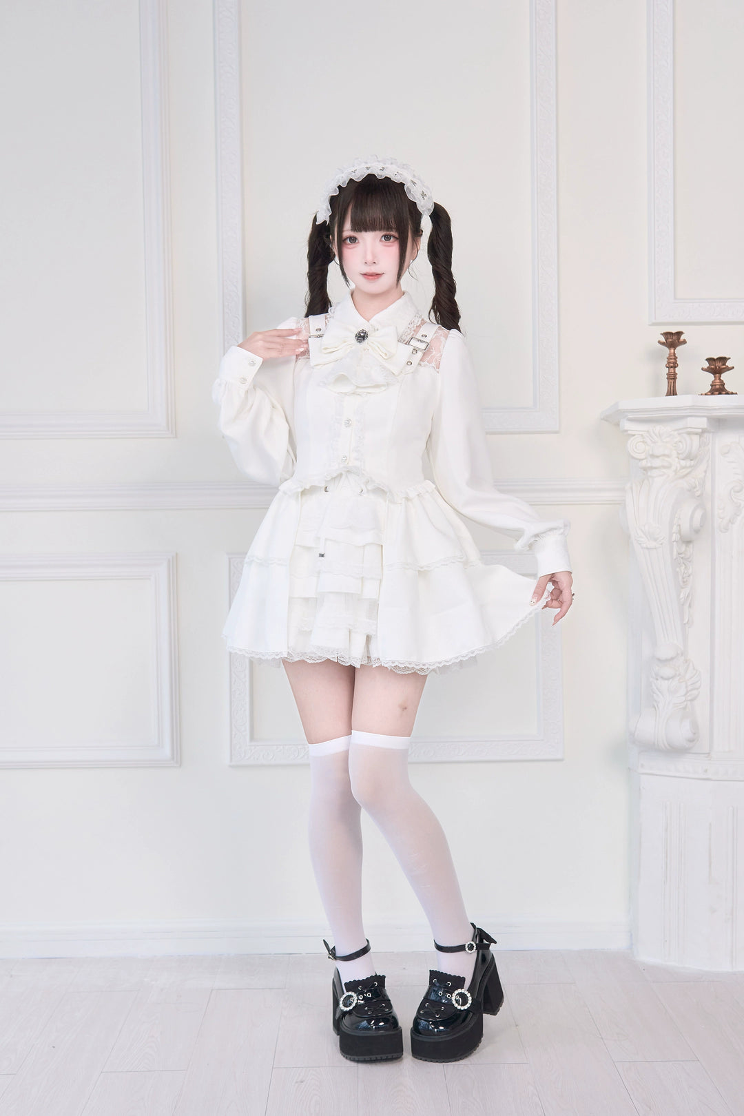 Light Gothic Blouse, Long Tiered Hem, Back Shirring 43588:780747