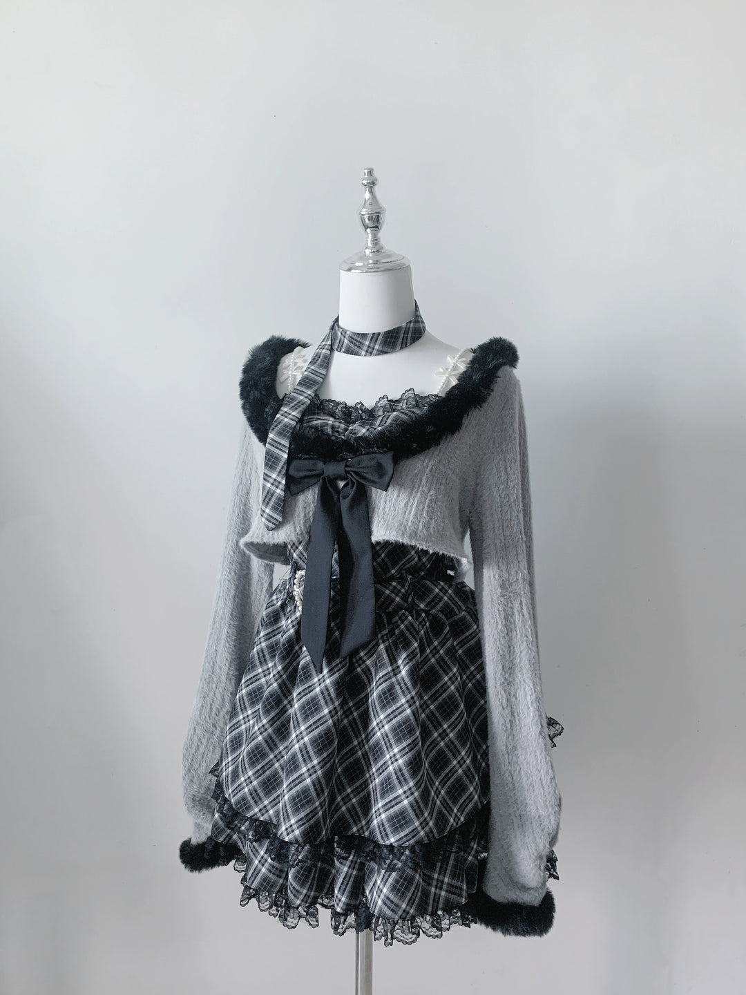 Jirai Kei Camisole Dress, Cropped Outerwear (L M) 44084:796545