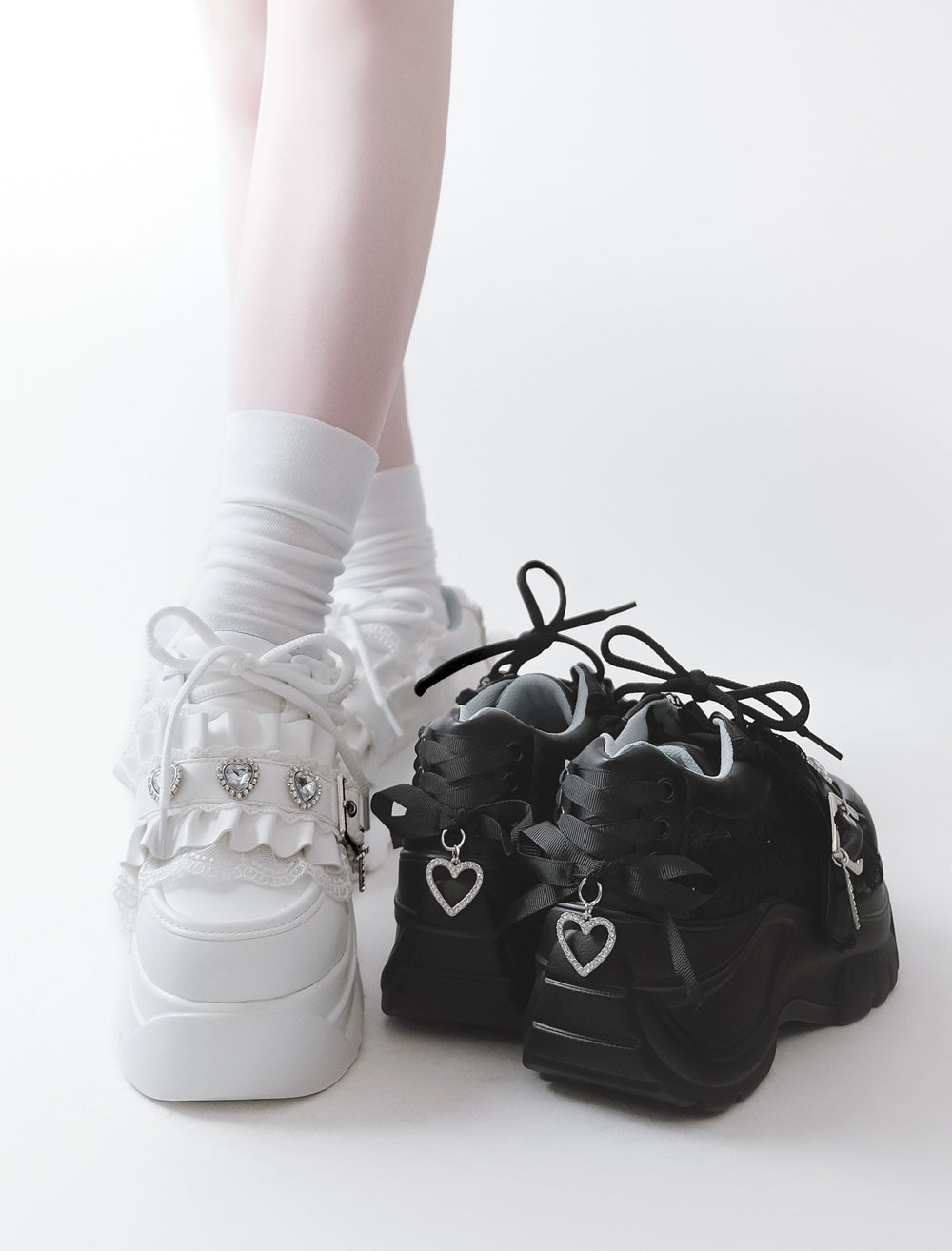 Subculture Platform Shoes, Heart-shaped Rhinestone 43619:781216
