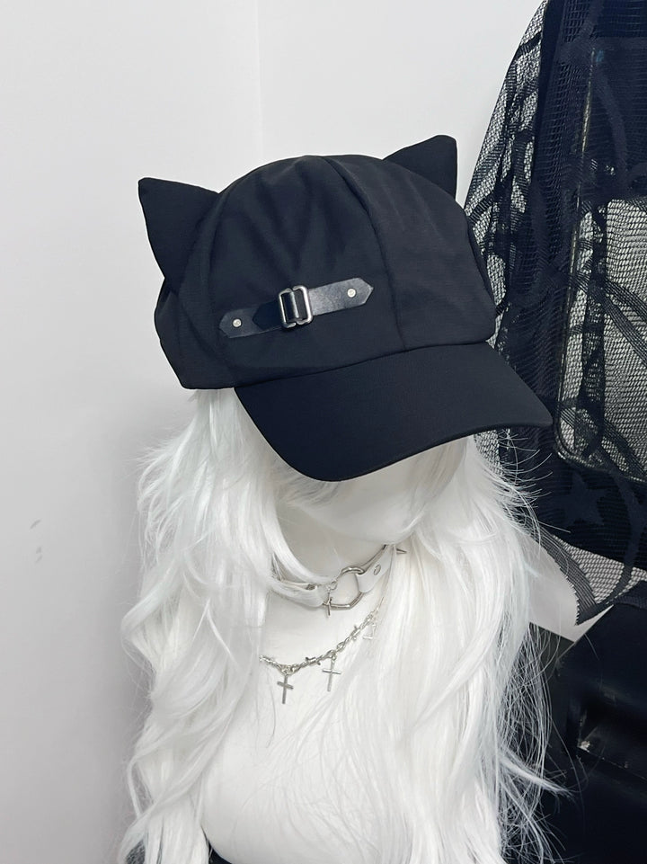 Jirai Kei Hat Black Cat Ear Cap Cute Beret 40036:649634