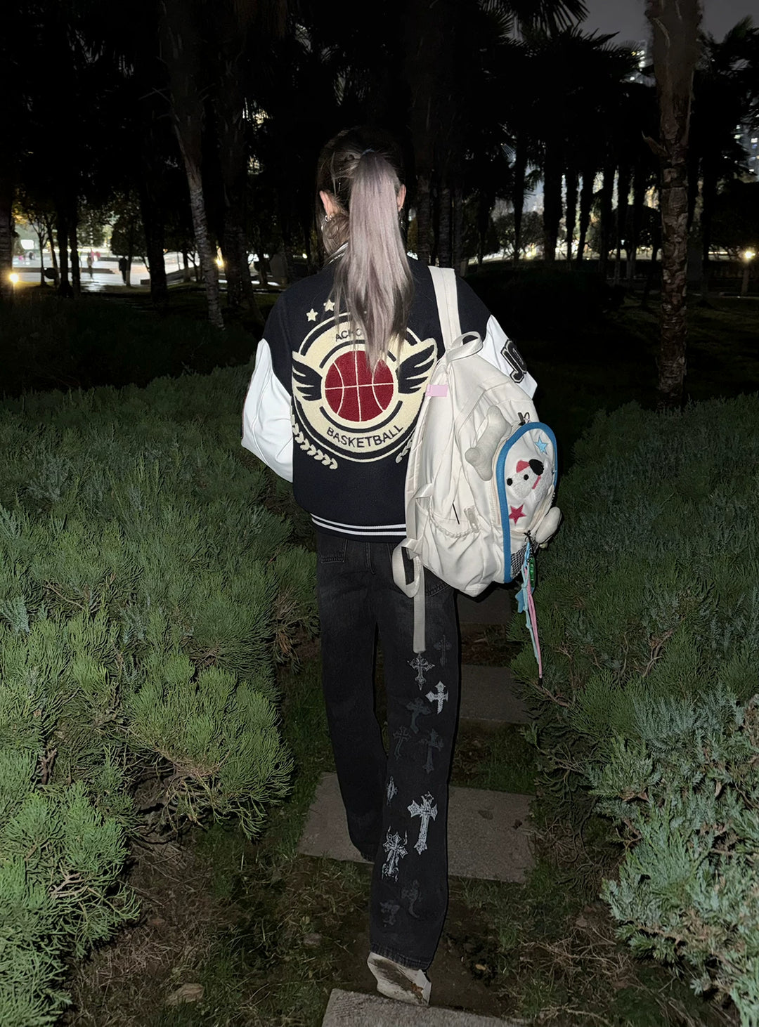 Punk Slight-flare Jeans, Varied Cross Prints 45698:859535
