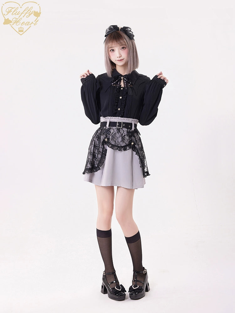 Jirai Kei Black Purple Skirt With Double Layer 21940:350818