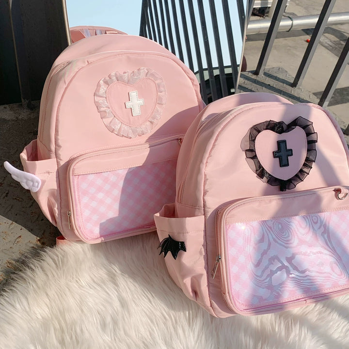 Ryousangata Itabag Backpack Dual-Shoulder Pink School Bag 38284:588686