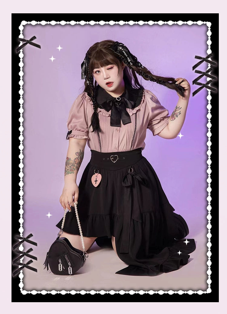 Plus Size Jirai Kei Black Skirts Vests 22052:349474