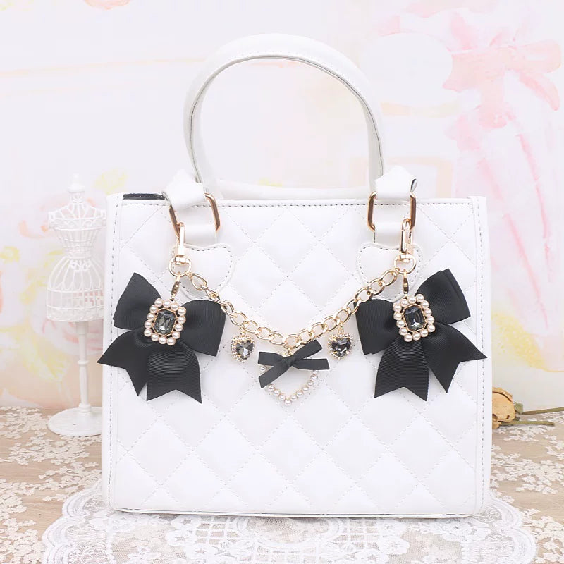 Ryousangata Bag Chain & Bow Charm, Heart-Shaped Rhinestone 45075:839479