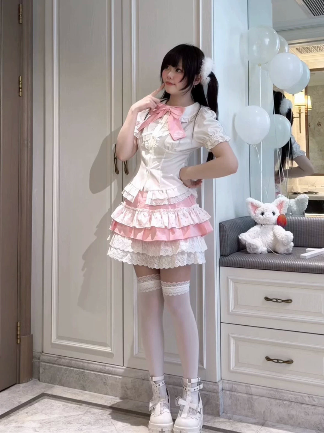 Kawaii Suspender Dress Set, Adjustable Strap 44944:830850