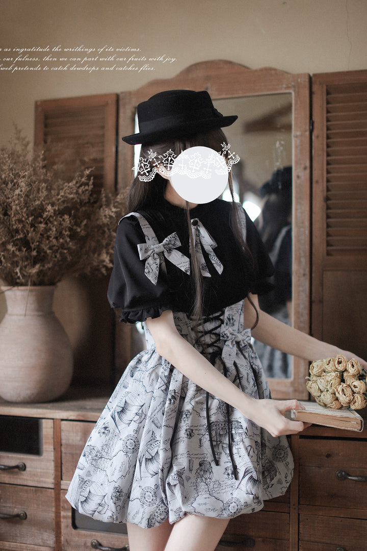 Classic Lolita Bust-supporting Bud Skirt & Solid Shirt & Bow 42921:757829