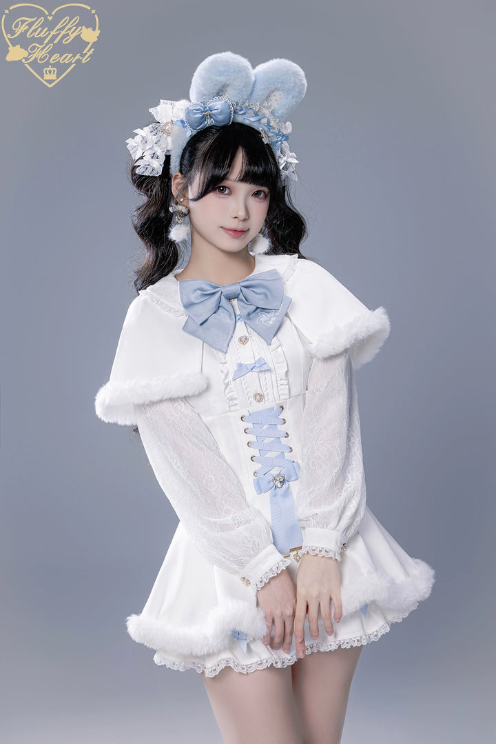 IP Collab Jirai Kei Dress Set, Detachable Fluffy Cape 44146:798030