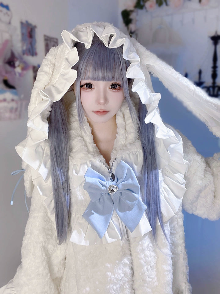 Jirai Kei Coat Winter Bunny Ears Fleece Hoodie Coat 34478:690772