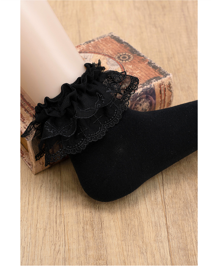 Lolita Socks White Black Socks Wings Cross Lace Socks 33810:447086 33810:447086