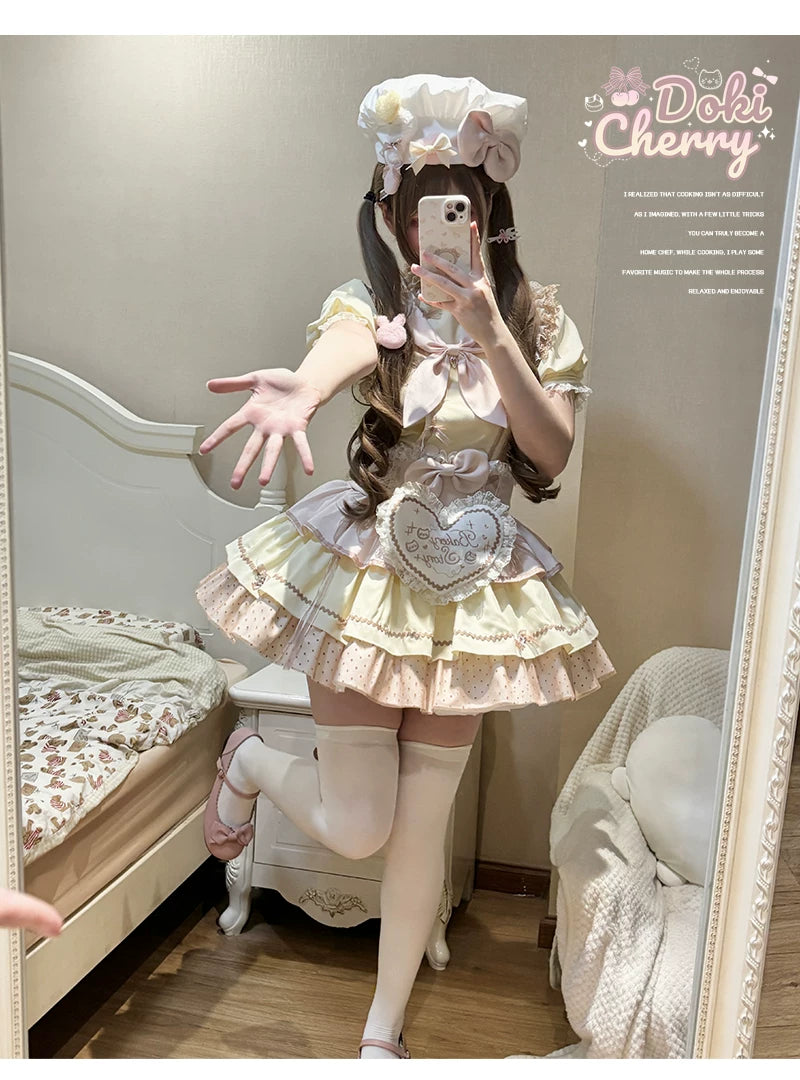 Kawaii Lolita Baker-Inspired Blouse, Suspender Skirt 44466:809194