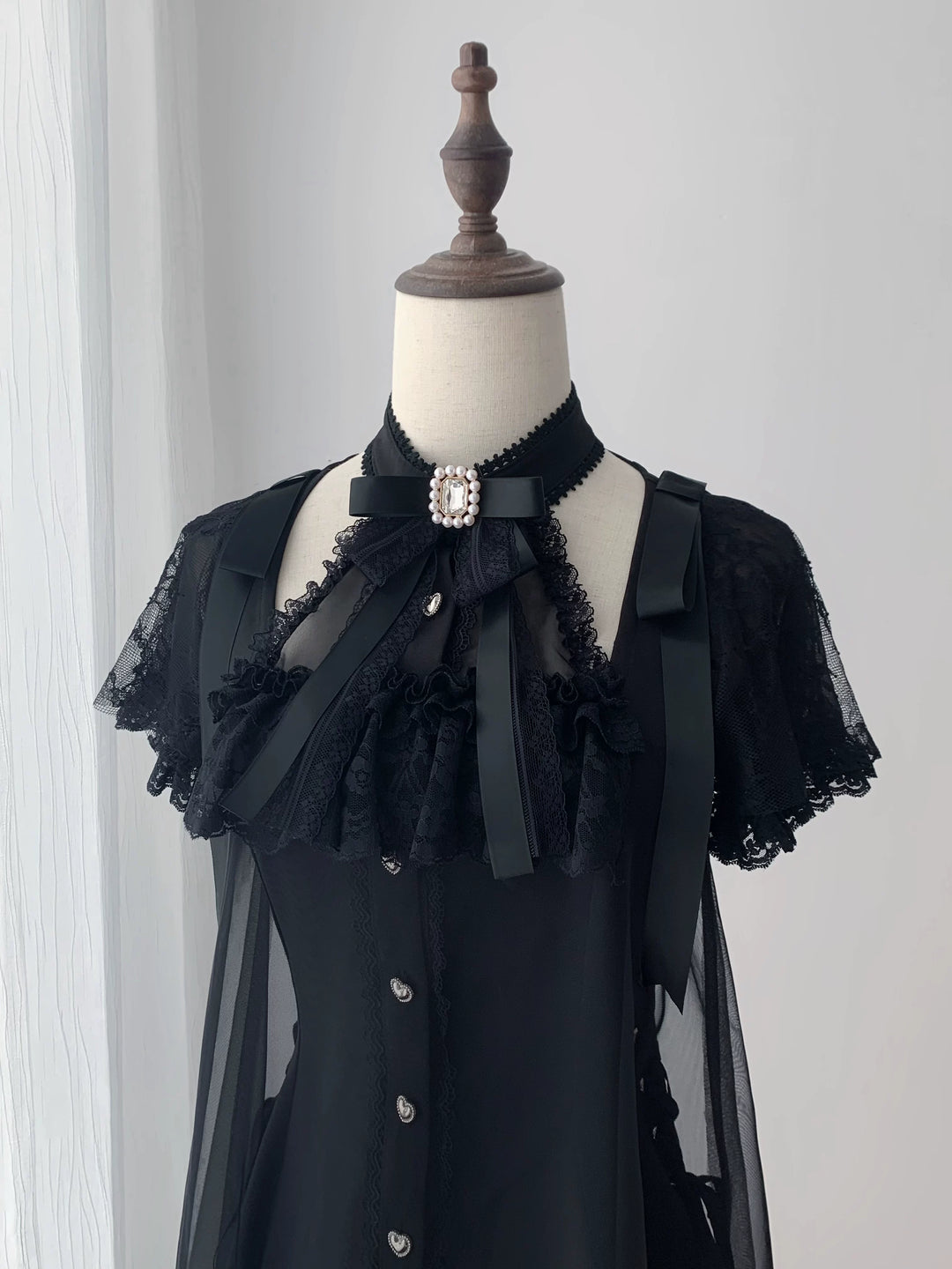 Jirai Kei Halter Neckline Dress, Tulle Overlay 45454:855438