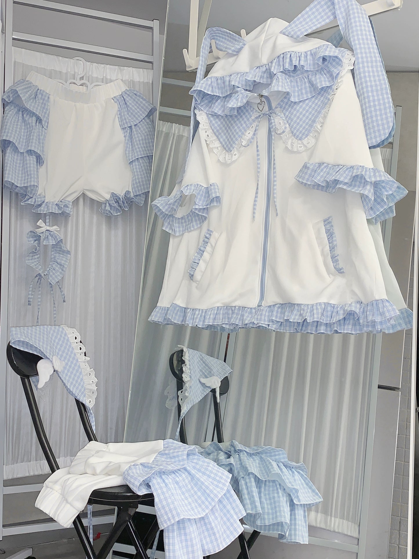 Tenshi Kaiwai Outfit Set Blue Short Sleeve Coat Set 37566:563372