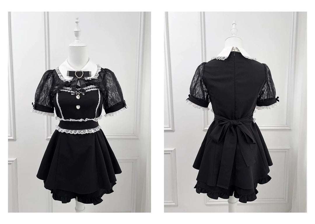Jirai Kei Lace Shawl Dress Set, Rhinestone Details 43567:779745