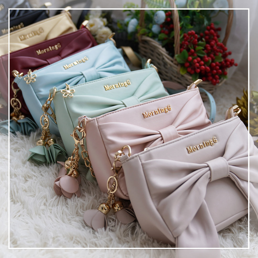 Sweet Pink Blue Black Red Brown Crossbody Bag With Bow Tie (Brown) 21912:331214 (Brown) 21912:331214