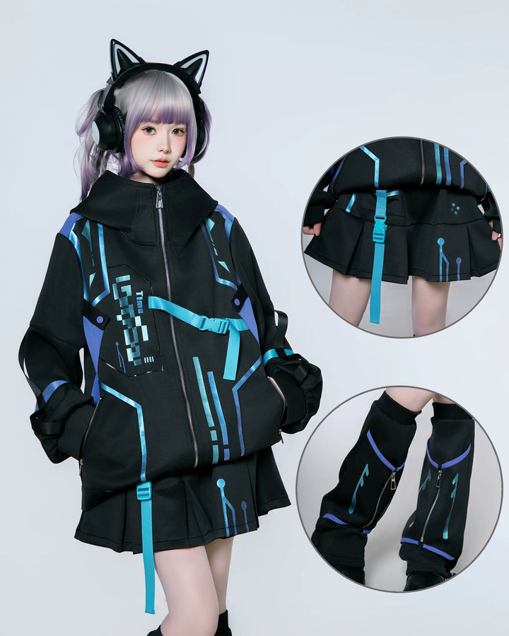 Cyberpunk Fashion, Unisex Jacket and Skort Set (L M XL) 44425:810168