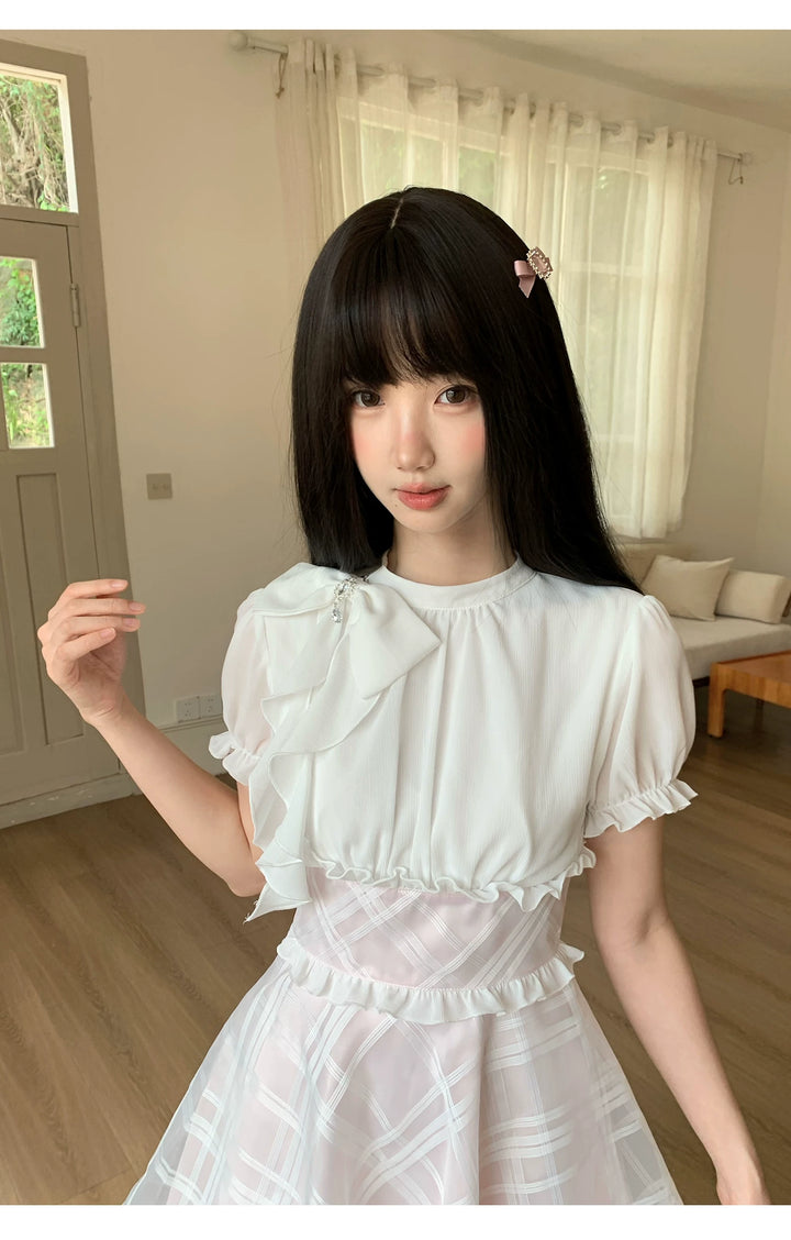 Seiso Kei High Waist Dress, Diamond Grid Tulle Hem 45623:858542