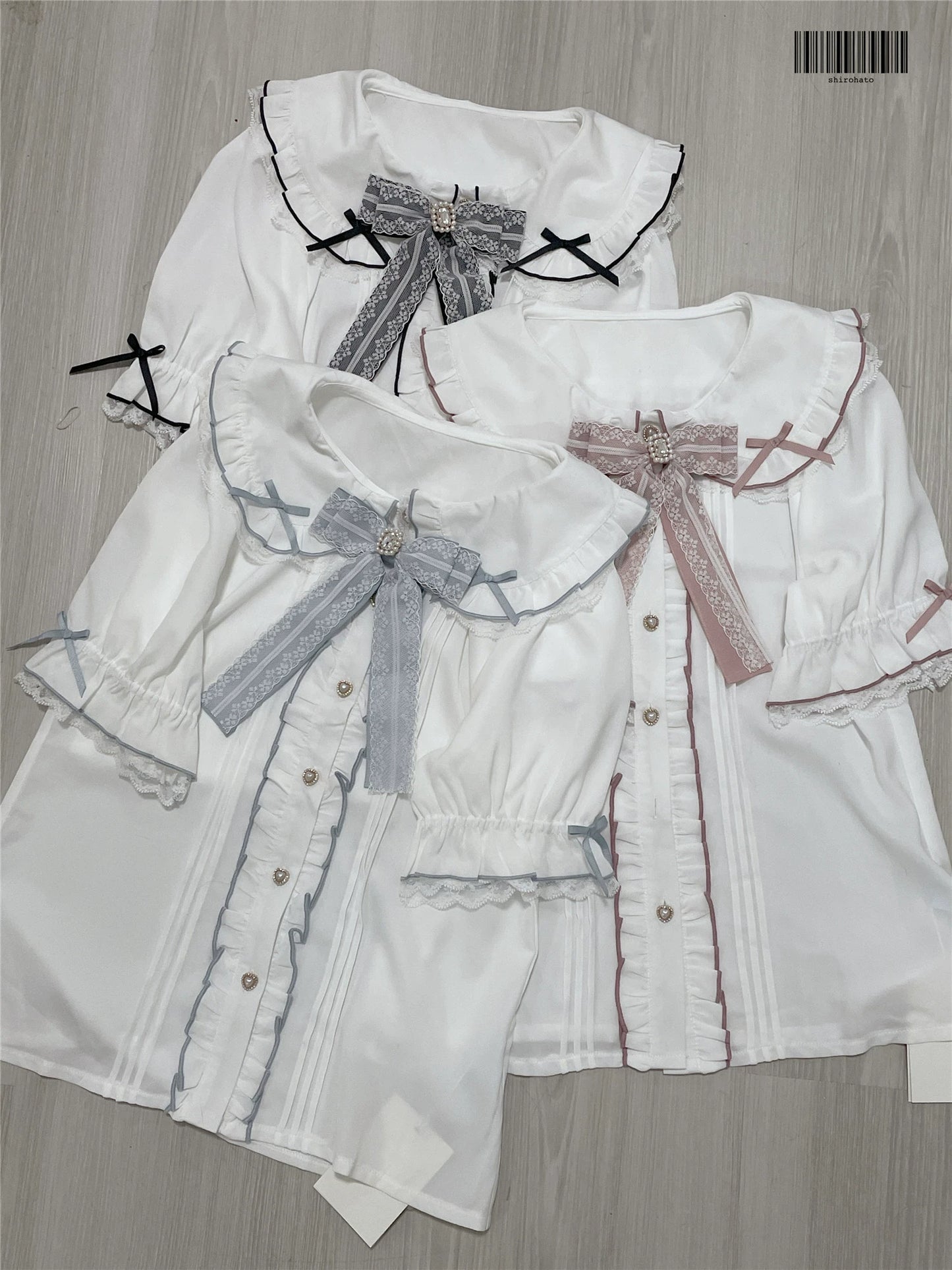 Jirai Kei Blouse Short Sleeve Shirt Ruffle Collar Top 37730:565612