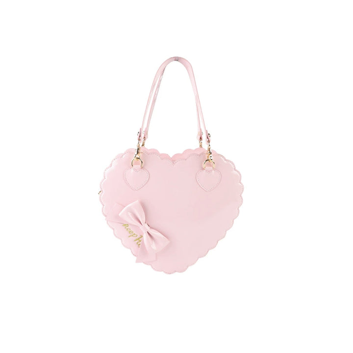 Sweet Lolita Bag Cute Heart Shaped Scalloped Bow Handbag 40326:656026