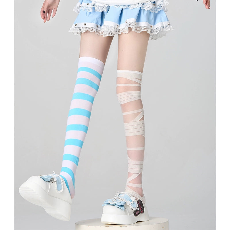 Lolita Thigh-high Socks Stockings Striped Socks Multicolor 38254:585962