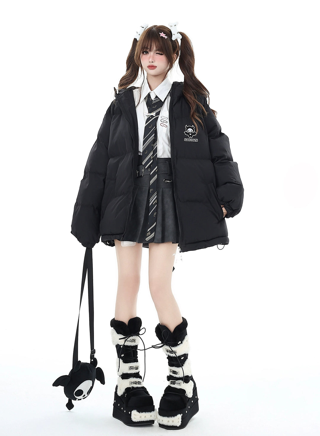 Yami Kawaii Coat Plu Size Cotton Coat Winter Black Jacket 39554:637056