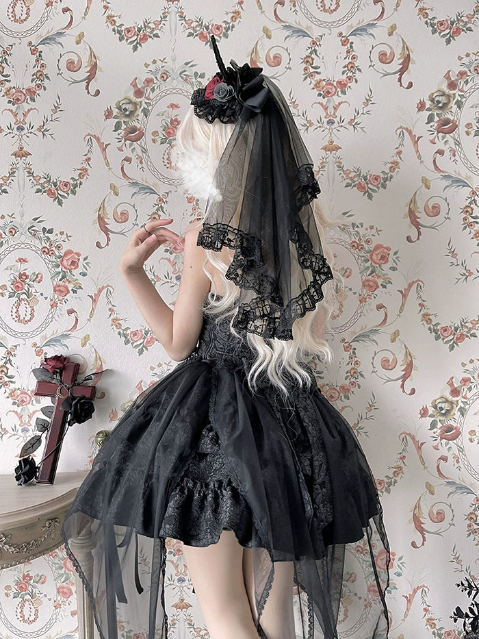 Gothic Lolita SK Set Blood Rose Skirt Corset Multicolor 35684:498412