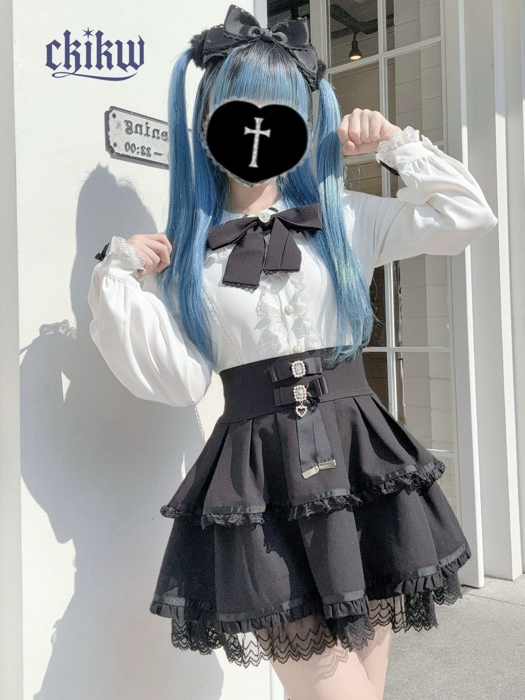 Long Sleeve Ryousangata Blouse, Bunny Eared Collar 43862:787671