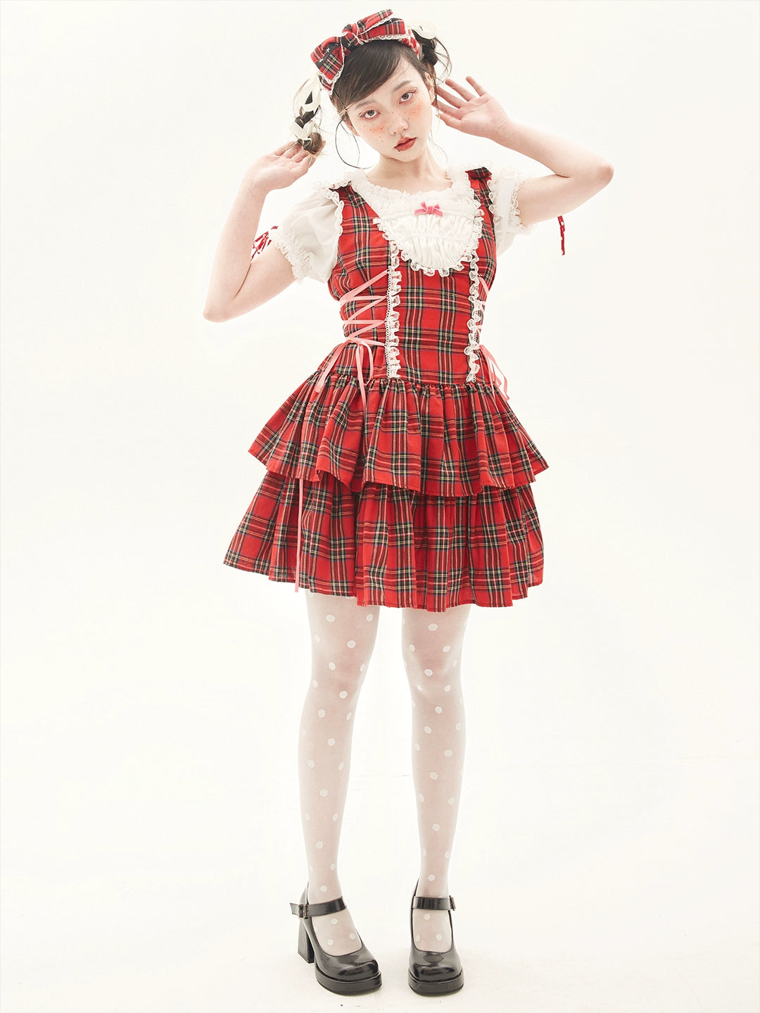 Lolita Dress Retro Red Plaid Dress Cool Girl Dress 36162:543224 36162:543224